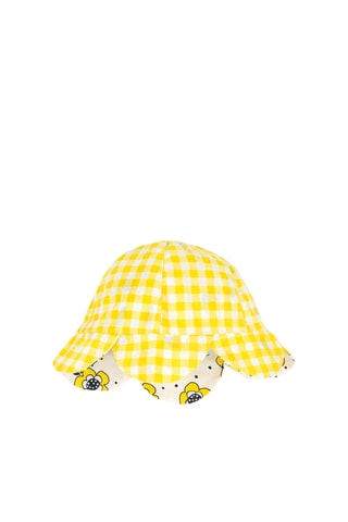 Dubbelzijdig bobhoedje - Wit en Geel