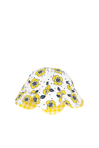 Dubbelzijdig bobhoedje - Wit en Geel