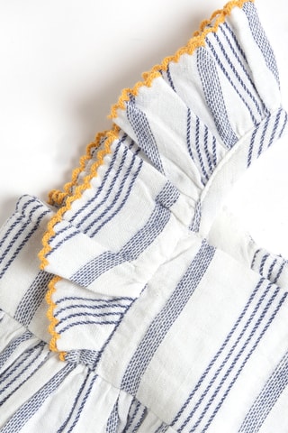 Linnen Jurk - Wit en Donkerblauw