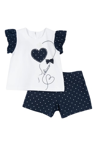 T-shirt en Short - Wit en Marineblauw