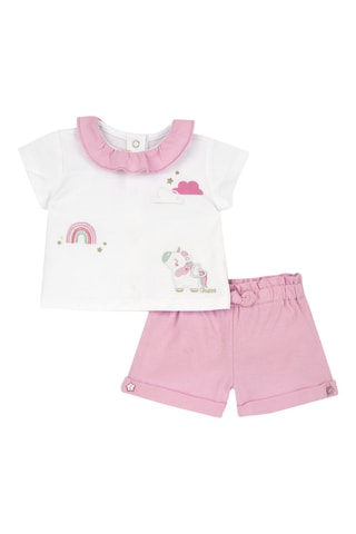 T-shirt en Short - Wit en Roze