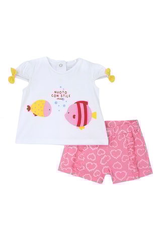 T-shirt en Short - Wit en Roze