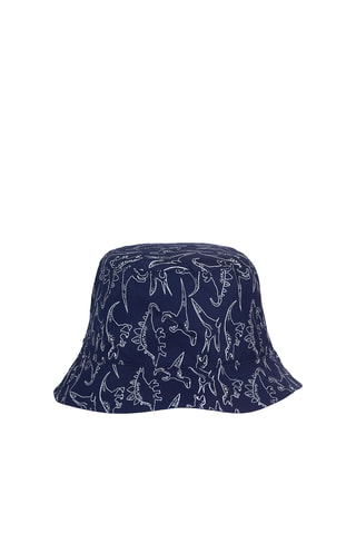 Dubbelzijdig bobhoedje - Donkerblauw en Wit