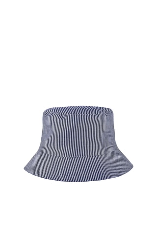 Dubbelzijdig bobhoedje - Wit en Donkerblauw