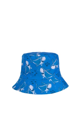 Dubbelzijdig bobhoedje - Lichtblauw en Wit