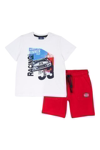 T-shirt en Short - Wit en Rood