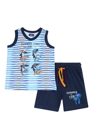 Hemd en Short - Wit en Marineblauw