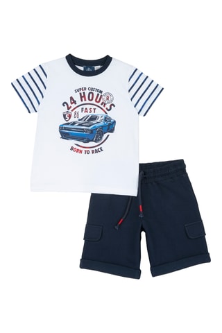 T-shirt en Short - Wit en Marineblauw