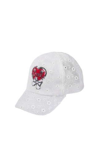 Pet met Engelse Borduursels - Wit