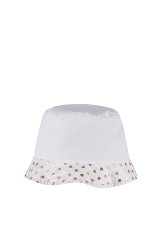 Dubbelzijdig bobhoedje - Wit en Goudkleurig