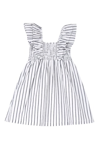 Jurk met Ruches - Wit en Nachtblauw