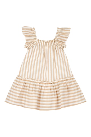 Jurk met Ruches - Wit en Beige