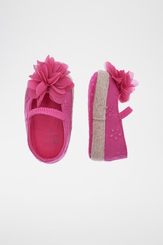 Pantoffels met Engelse borduursels - Fuchsia