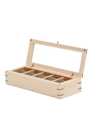 Boîte à montres en bois massif Flatiron II - Beige