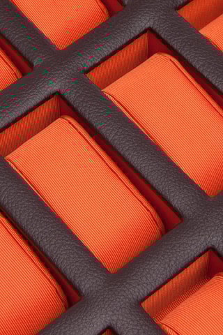 Ecrin pour 10 montres en cuir Windsor - Marron foncé et orange