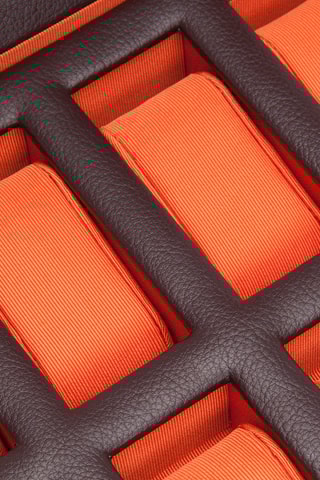 Ecrin pour 10 montres en cuir Windsor - Marron foncé et orange