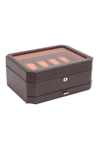 Ecrin pour 10 montres en cuir Windsor - Marron foncé et orange