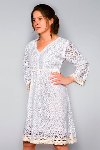 Vestido trapézio Branco - Branco