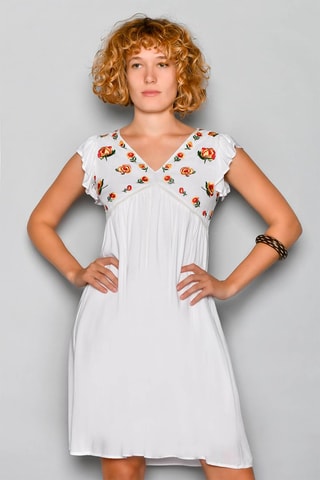 Vestido estilo patinadora Branco - Branco, vermelho, azul e laranja