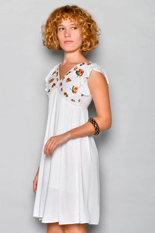 Vestido estilo patinadora Branco - Branco, vermelho, azul e laranja