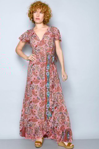 Vestido comprido Rosa e turquesa - Azul e rosa