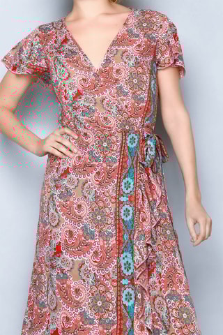 Vestido comprido Rosa e turquesa - Azul e rosa
