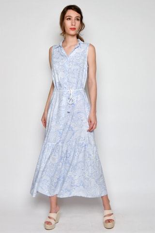 Vestido comprido sem mangas - Azul - 