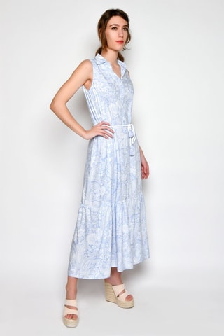 Vestido comprido sem mangas - Azul - 