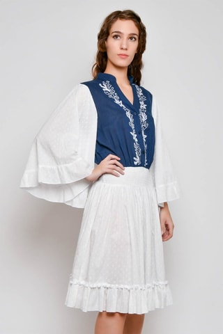 Vestido midi Branco e azul - Azul