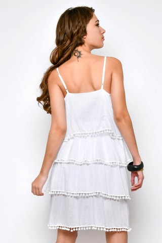 Vestido com folhos 
Branco - 