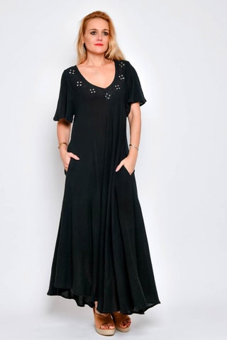 Vestido comprido em algodão biológico Preto - Preto