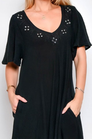 Vestido comprido em algodão biológico Preto - Preto