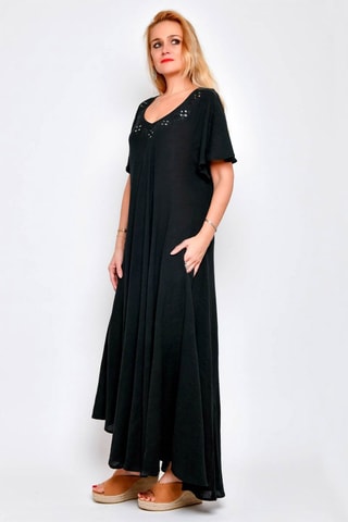 Vestido comprido em algodão biológico Preto - Preto