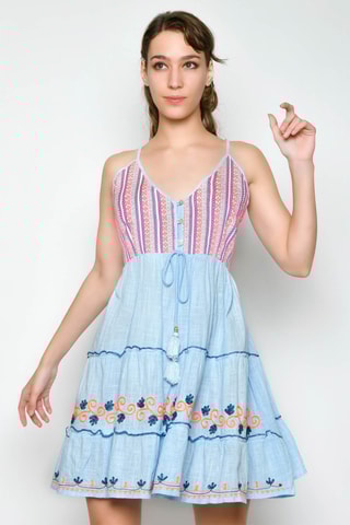Vestido estilo patinadora - Azul - Azul e rosa