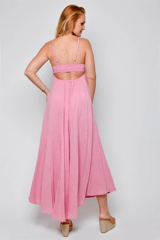 Vestido comprido em algodão biológico Rosa - Rosa