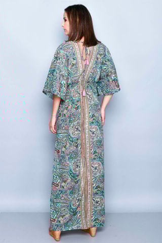 Cafetã comprido Turquesa e rosa - Azul, verde e rosa