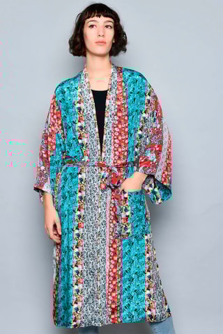 Quimono Turquesa e vermelho - Vermelho e azul