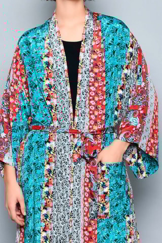 Quimono Turquesa e vermelho - Vermelho e azul