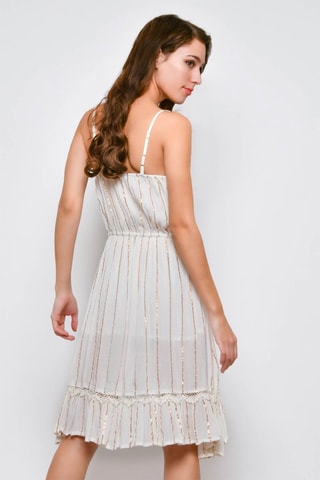 Vestido trapézio Branco - Castanho