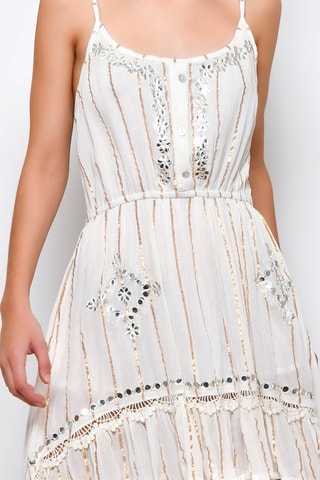 Vestido trapézio Branco - Castanho