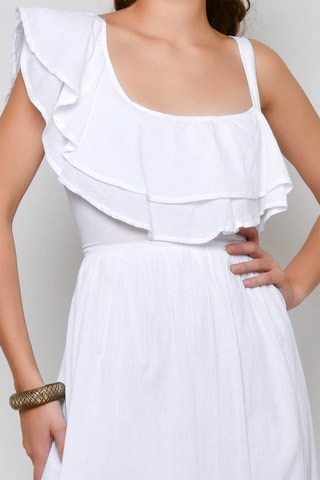 Vestido com folhos Branco - Branco