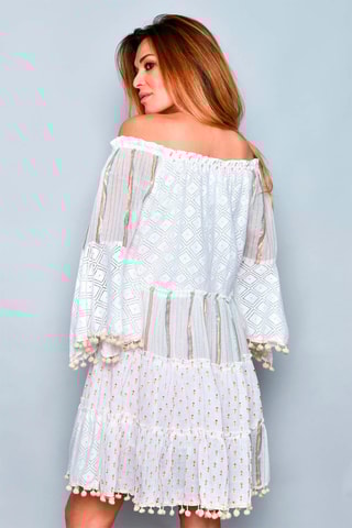 Vestido trapézio Bege - Bege