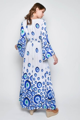Vestido comprido - Branco - Branco e azul