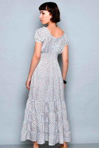 Vestido comprido Branco - Branco, vermelho e verde