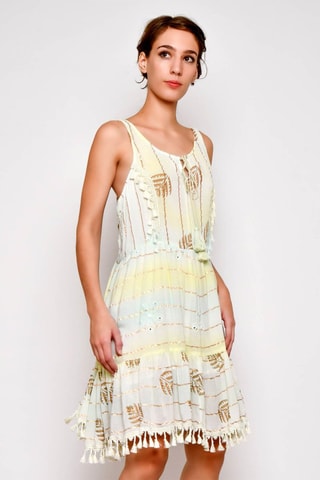 Vestido com folhos 
Amarelo - 