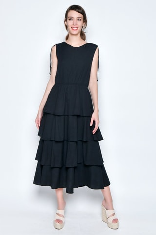 Vestido comprido sem mangas - Preto - 