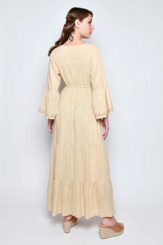 Vestido comprido - Bege - 