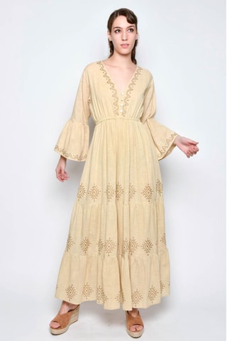 Vestido comprido - Bege - 