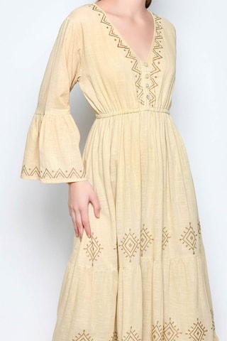 Vestido comprido - Bege - 