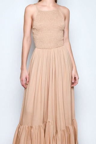 Vestido comprido sem mangas - Bege - 